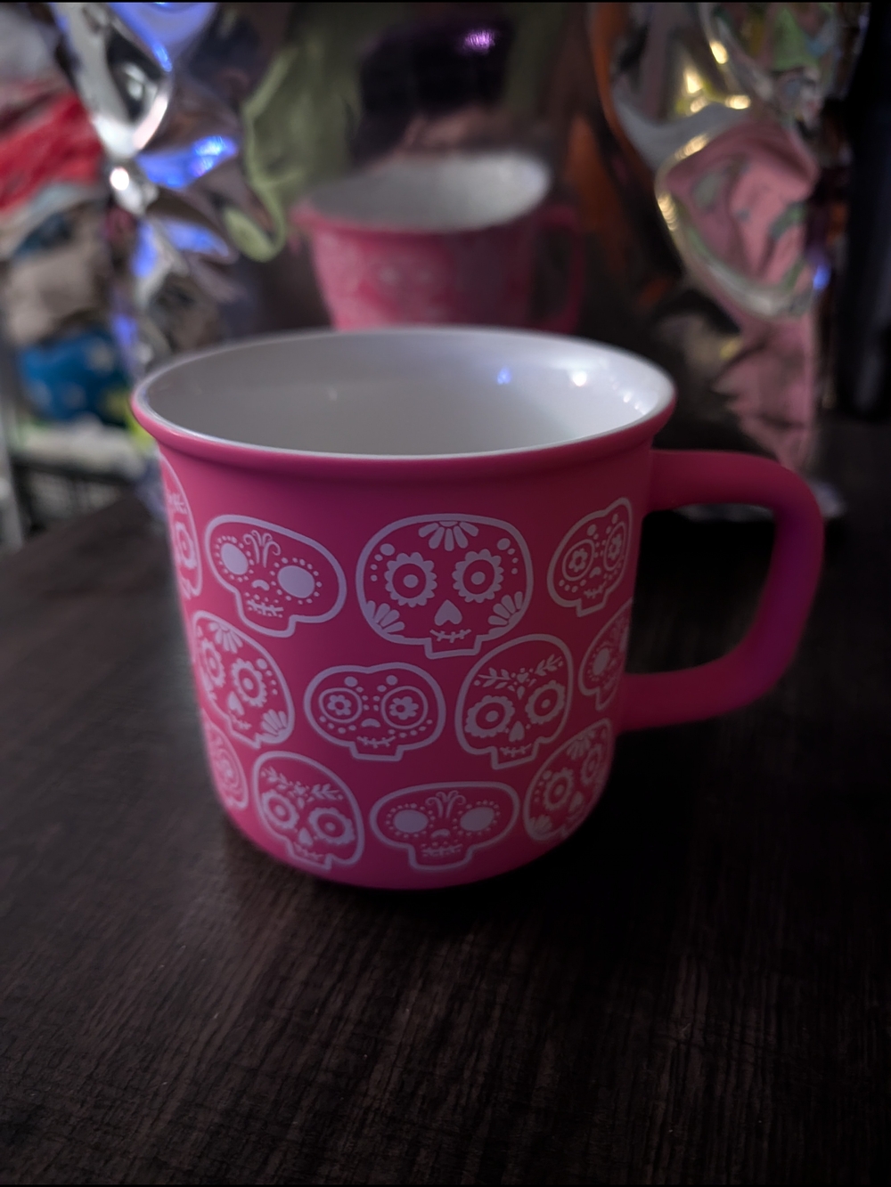 Sugar Skull Ceramic Mug Pink